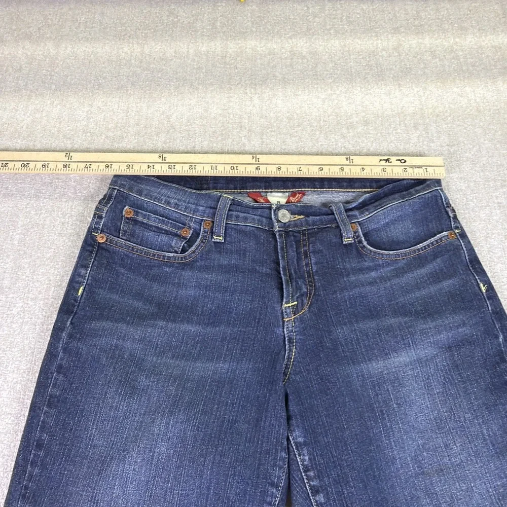 Lucky Brand Jeans Womens 8 Easy Rider Mid Rise‎ Stretch Distressed Blue Denim